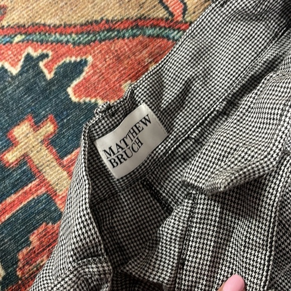 NWOT MATTHEW BRUCH Wide Leg Pleated Pant in Black Houndstooth size 1 / Small - Picture 7 of 10